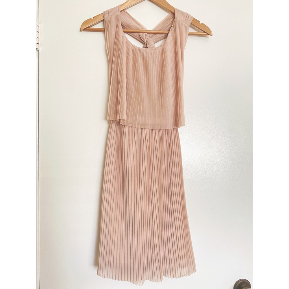 Blush Pink Pleated Dress, Racer-back, US 2